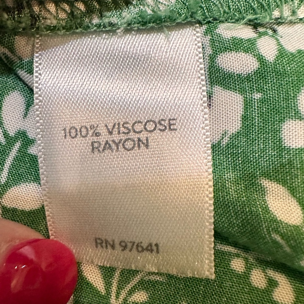 J Jill Rayon Green Ditsy Floral Print‎ Henley Neck Long Sleeve Tunic Size XLP - Picture 8 of 11